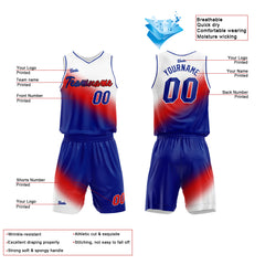Custom White Red Royal Basketball Jersey Uniform Suit Printed Your Logo Name Number