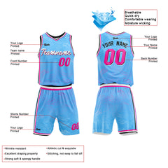 Custom Light Blue Basketball Jersey Uniform Suit Printed Your Logo Name Number