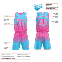 Custom Pink Light Blue Basketball Jersey Uniform Suit Printed Your Logo Name Number