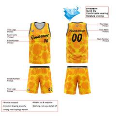 Custom Yellow leopard print Basketball Jersey Uniform Suit Printed Your Logo Name Number