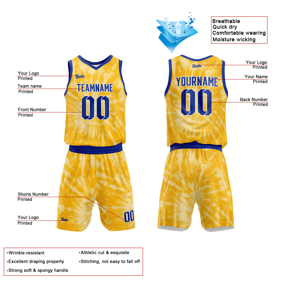 Custom Yellow Basketball Jersey Uniform Suit Printed Your Logo Name Number