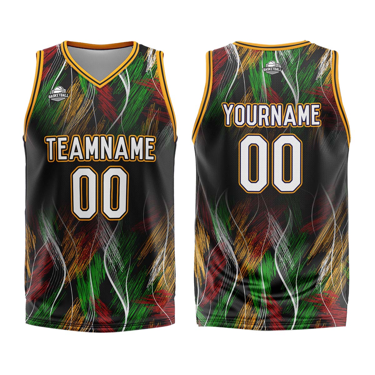 Custom Line Black Orange Basketball Jersey Uniform Suit Printed Your Logo Name Number