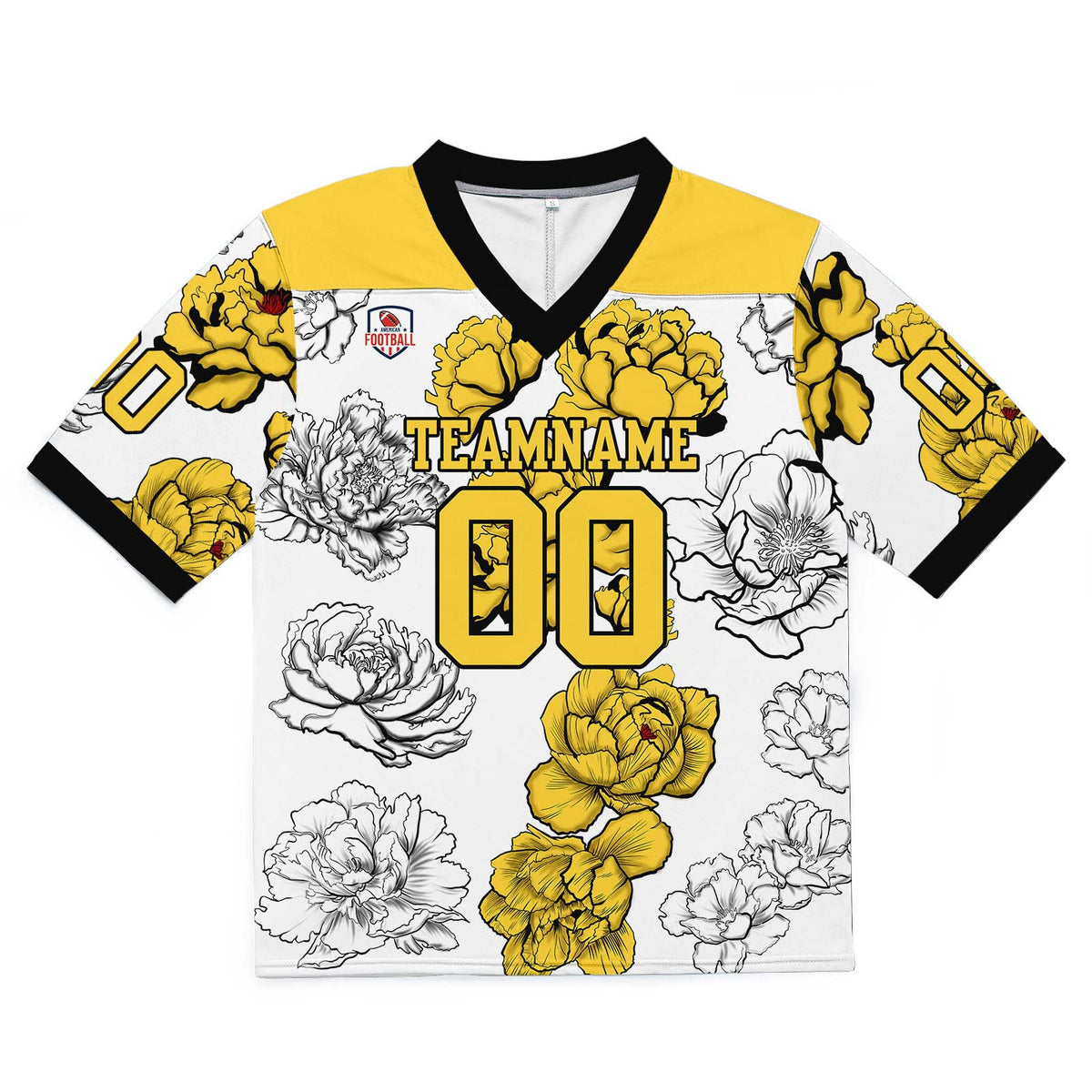 Custom Football Jersey Shirt Personalized Stitched Printed Team Name Number White&Yellow