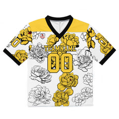 Custom Football Jersey Shirt Personalized Stitched Printed Team Name Number White&Yellow