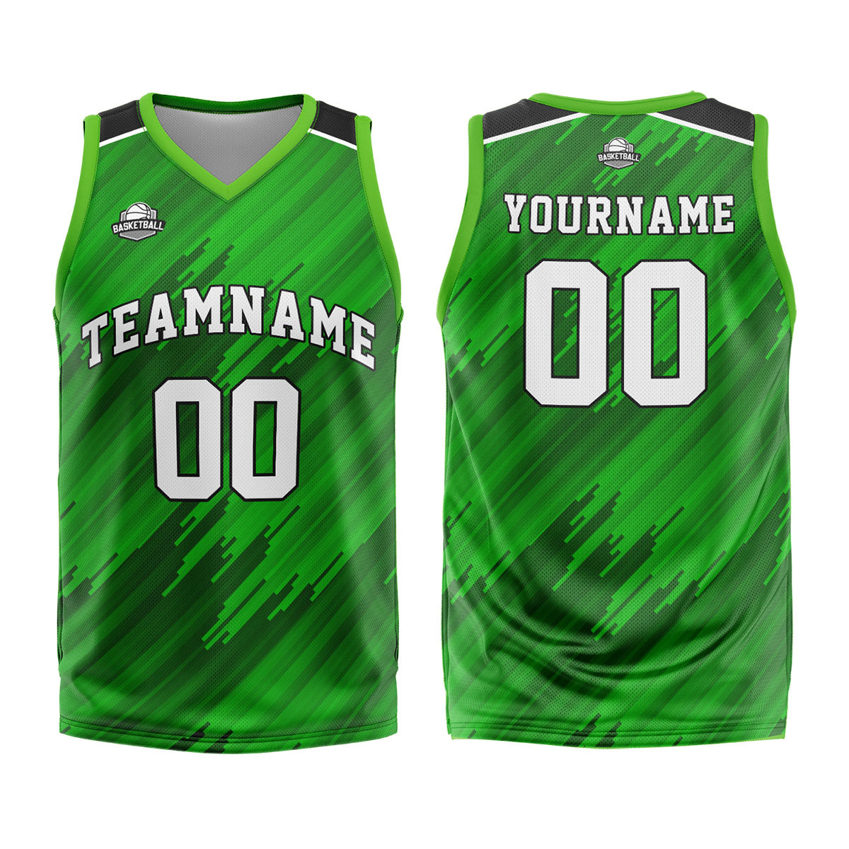 Custom Strip-Type Green Basketball Jersey Uniform Suit Printed Your Logo Name Number