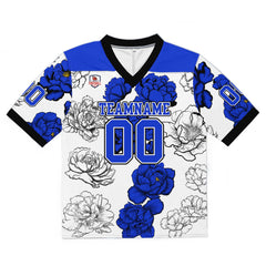 Custom Football Jersey Shirt Personalized Stitched Printed Team Name Number White&Royal