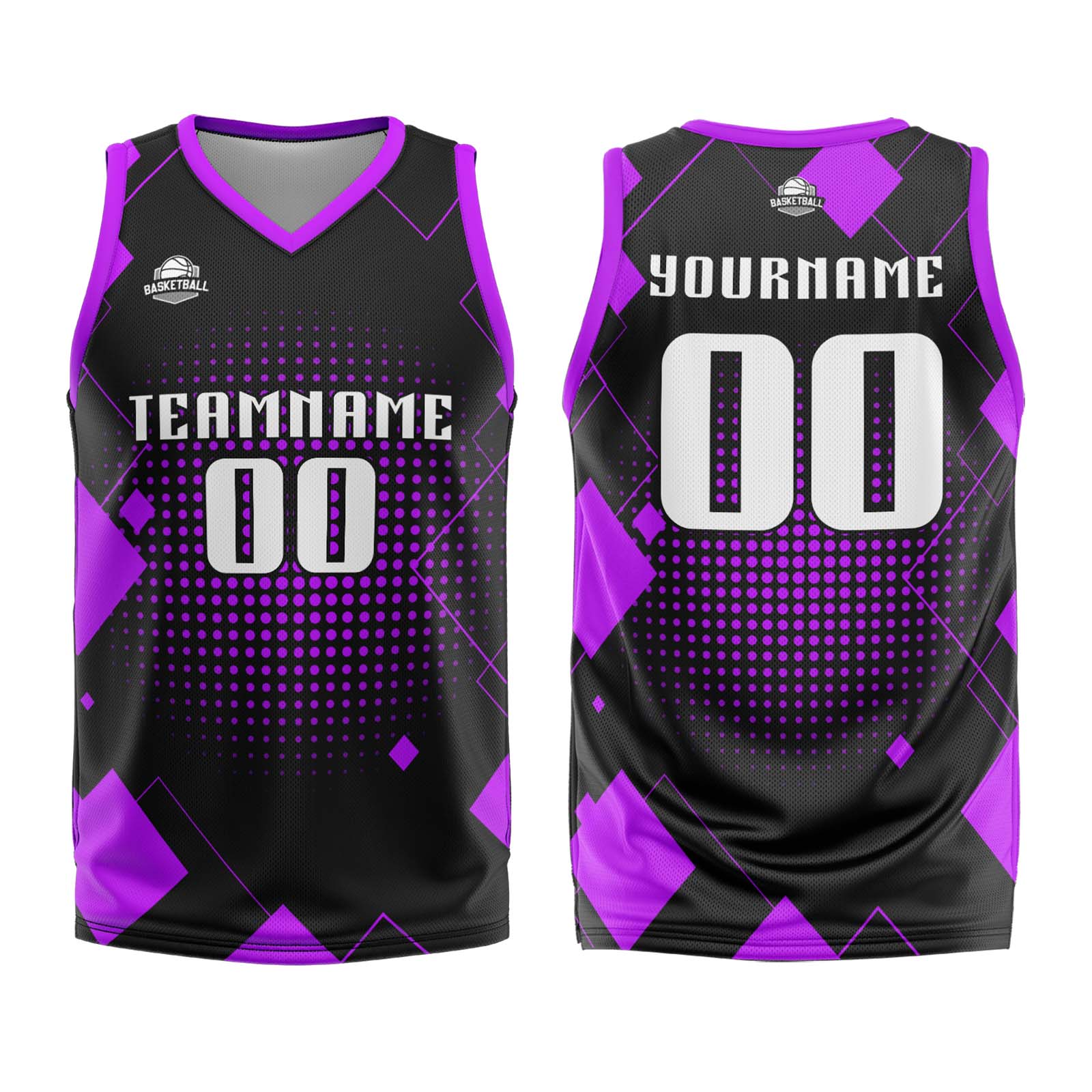 Custom Geometry Purple Basketball Jersey Uniform Suit Printed Your Logo Name Number