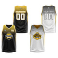 Custom Black Yellow White Reversible Basketball Suit for Adults and Kids Personalized Jersey
