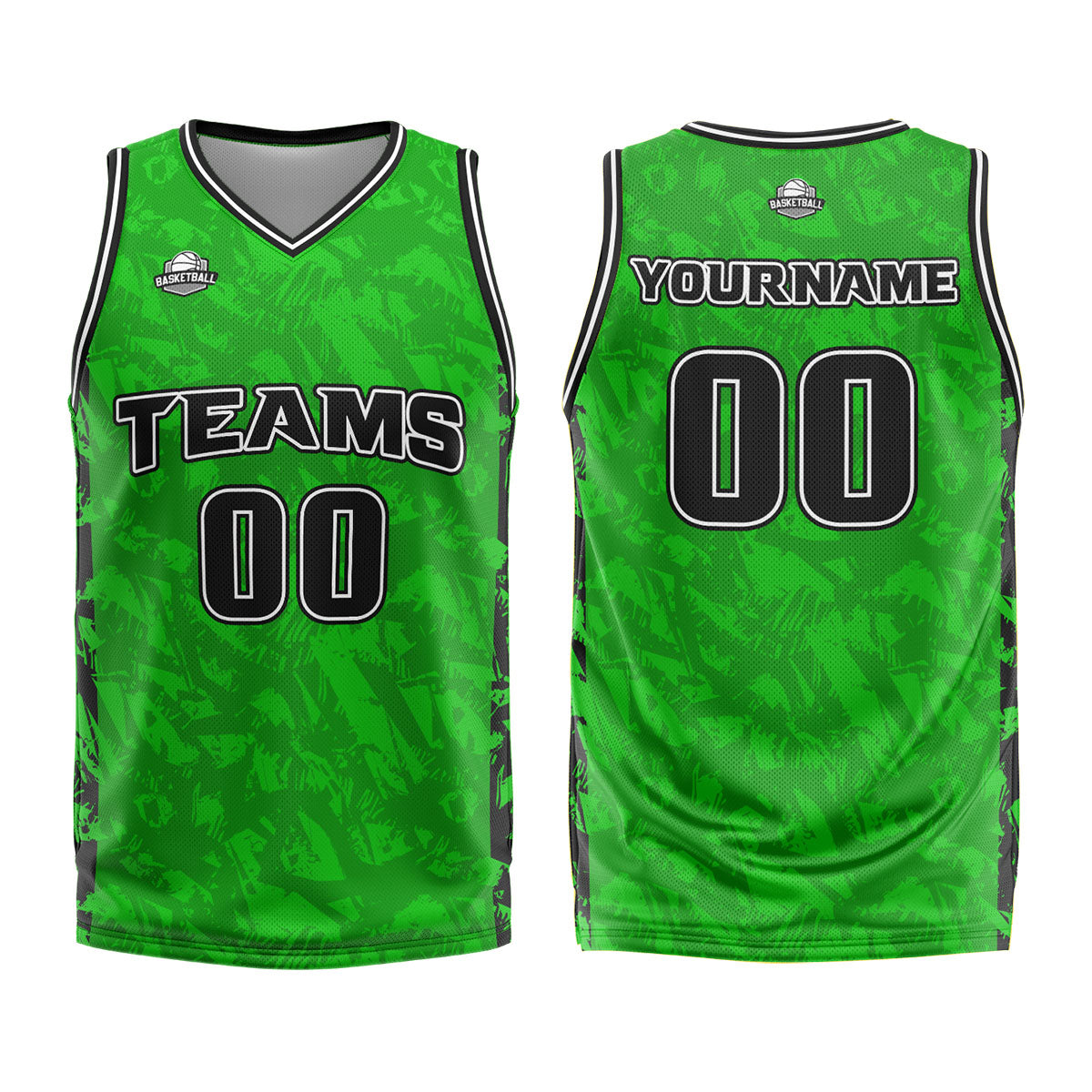 Custom Broken Green Black Basketball Jersey Uniform Suit Printed Your Logo Name Number