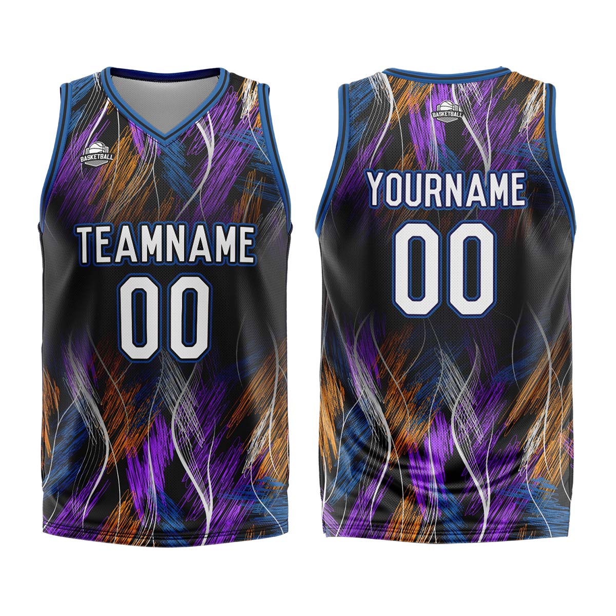 Custom Line Black Blue Basketball Jersey Uniform Suit Printed Your Logo Name Number