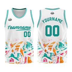 Custom White Aqua Basketball Jersey Uniform Suit Printed Your Logo Name Number