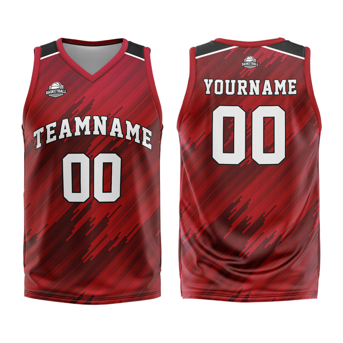 Custom Strip-Type Red Basketball Jersey Uniform Suit Printed Your Logo Name Number
