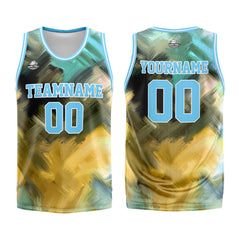 Custom Light Blue Yellow Basketball Jersey Uniform Suit Printed Your Logo Name Number