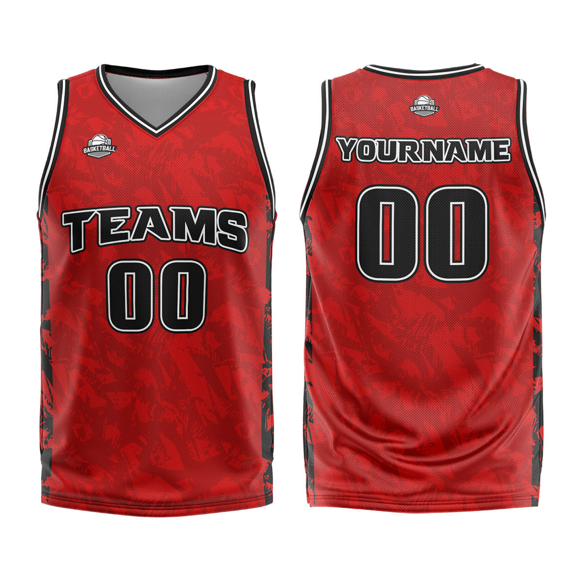 Custom Broken Red Basketball Jersey Uniform Suit Printed Your Logo Name Number