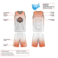 Custom White Orange Green Reversible Basketball Suit for Adults and Kids Personalized Jersey