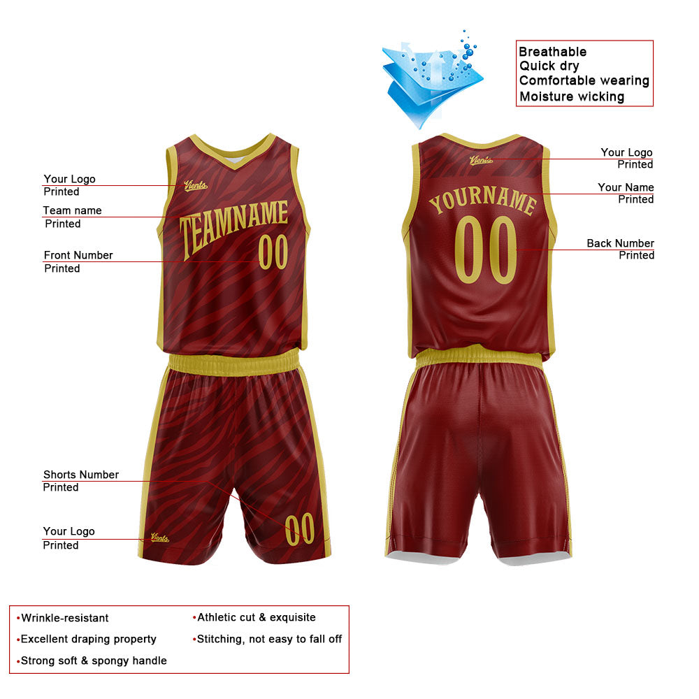 Custom Crimson Basketball Jersey Uniform Suit Printed Your Logo Name Number