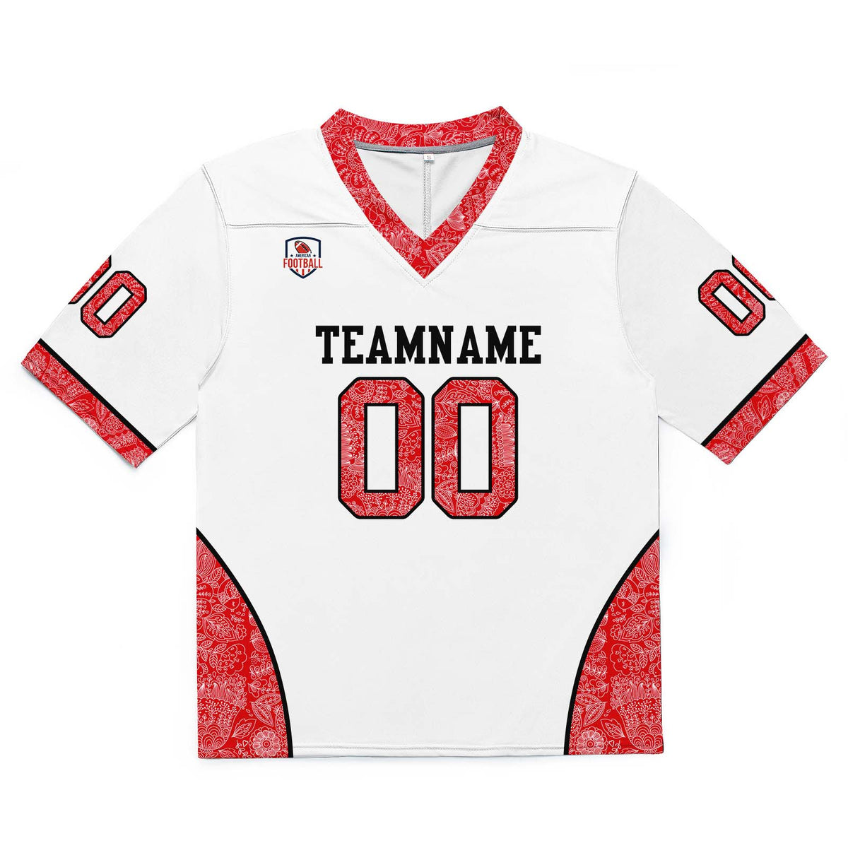 Custom Football Jersey Shirt Personalized Stitched Printed Team Name Number White&Red
