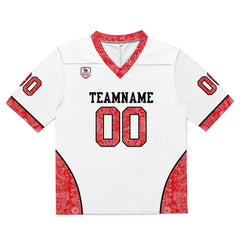 Custom Football Jersey Shirt Personalized Stitched Printed Team Name Number White&Red