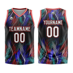 Custom Line Black Red Basketball Jersey Uniform Suit Printed Your Logo Name Number
