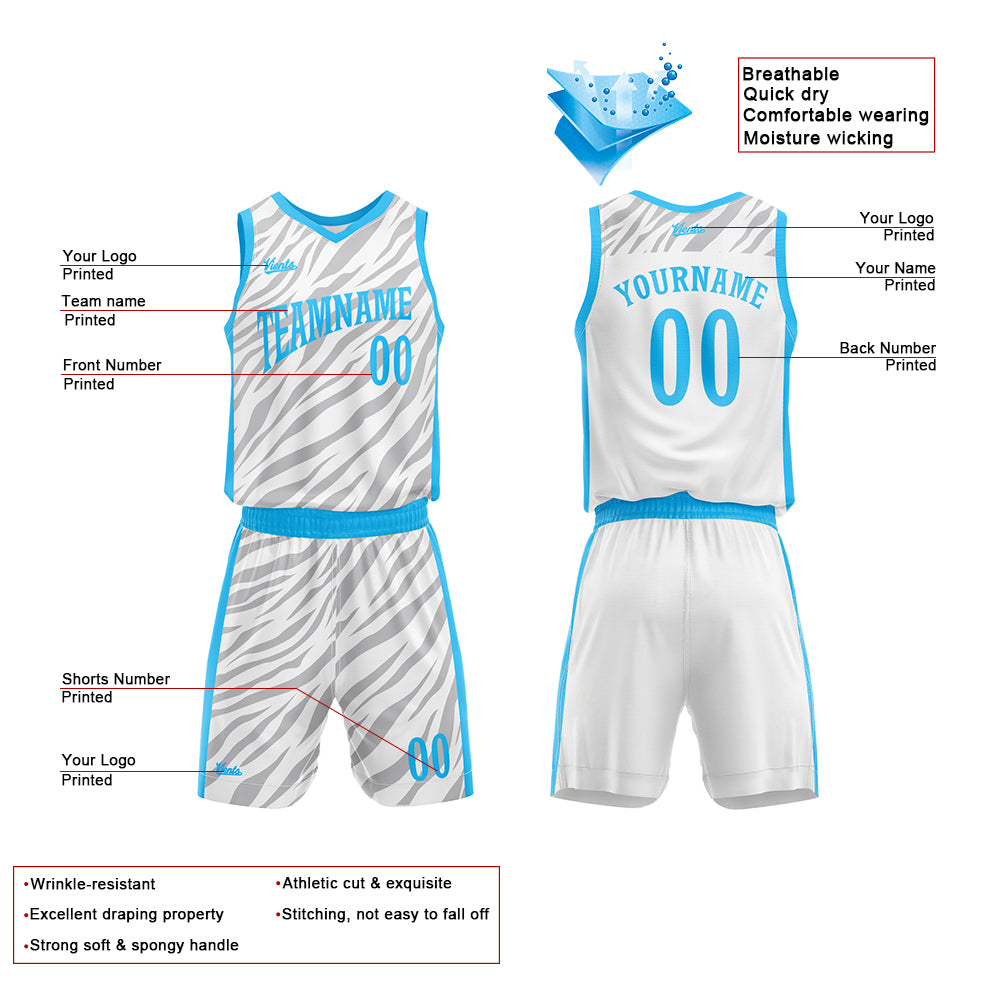 Custom White Basketball Jersey Uniform Suit Printed Your Logo Name Number