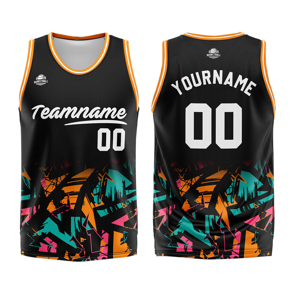 Custom Black Orange Green Basketball Jersey Uniform Suit Printed Your Logo Name Number