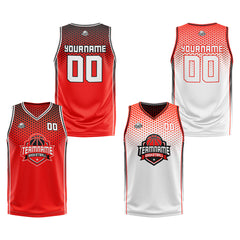 Custom Red Black White Reversible Basketball Suit for Adults and Kids Personalized Jersey