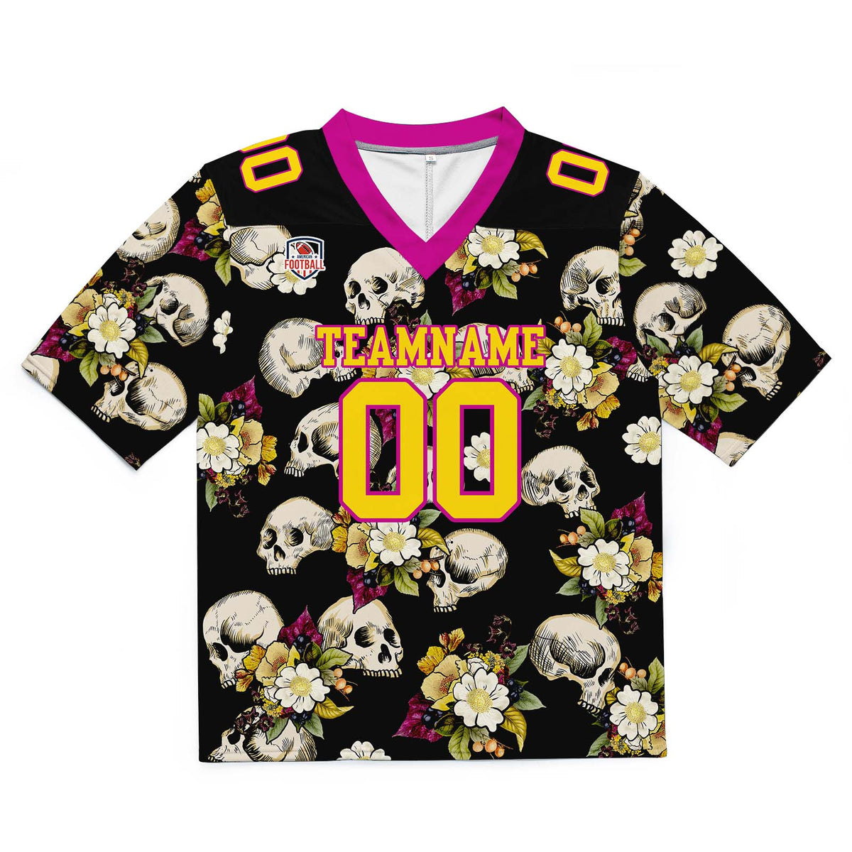 Custom Football Jersey Shirt Personalized Stitched Printed Team Name Number Skull-Roseo