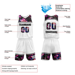 Custom White Starry Sky Basketball Jersey Uniform Suit Printed Your Logo Name Number