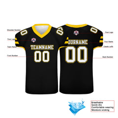 Custom Football Jersey Shirt Personalized Printed Team Name Number Black
