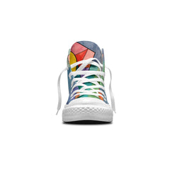 Feline Fantasia: Unleash Your Creative Side with Central-High Canvas Shoes - Unisex Fashion Adorned with the Captivating Grace of Artistic Cat Prints