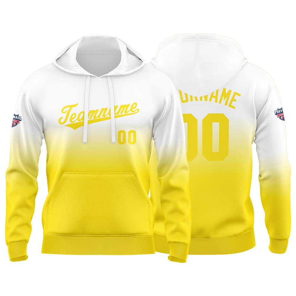 Custom Gradient Sweatshirt Hoodie For Man Woman Girl Boy Print Your Logo Name Number Yellow