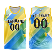 Custom Yellow Blue Basketball Jersey Uniform Suit Printed Your Logo Name Number