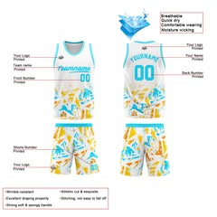 Custom White Light Blue Basketball Jersey Uniform Suit Printed Your Logo Name Number