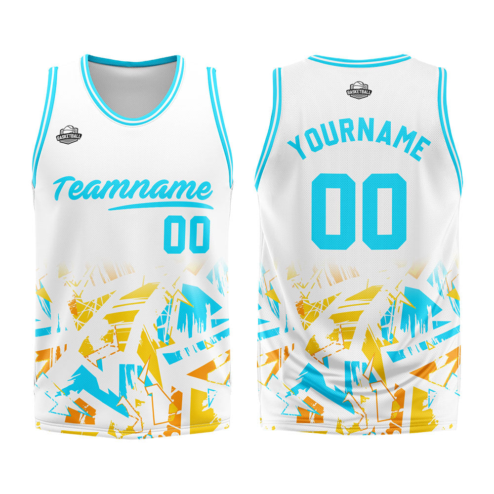 Custom White Light Blue Basketball Jersey Uniform Suit Printed Your Logo Name Number