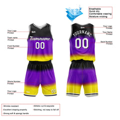 Custom Gradient Purple Basketball Jersey Uniform Suit Printed Your Logo Name Number
