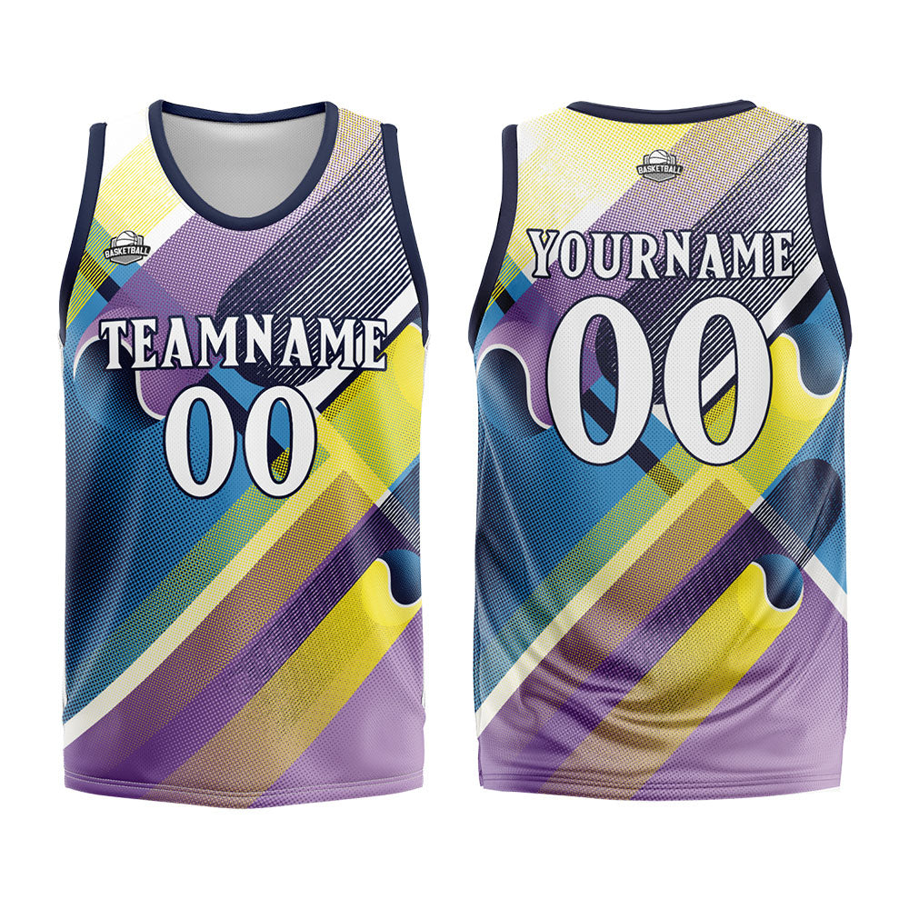 Custom Navy Purple Basketball Jersey Uniform Suit Printed Your Logo Name Number