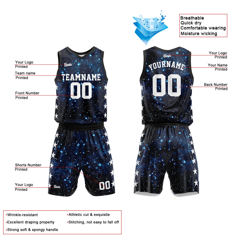 Custom Starry Sky Basketball Jersey Uniform Suit Printed Your Logo Name Number