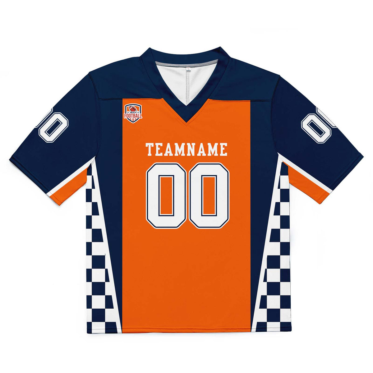 Custom Football Jersey Shirt Personalized Stitched Printed Team Name Number Navy & Orange
