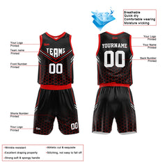 Custom Black Red Basketball Jersey Uniform Suit Printed Your Logo Name Number