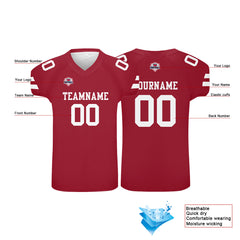 Custom Football Jersey Shirt Personalized Printed Team Name Number Red
