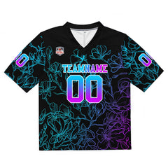 Custom Football Jersey Shirt Personalized Stitched Printed Team Name Number Pink blue gradient