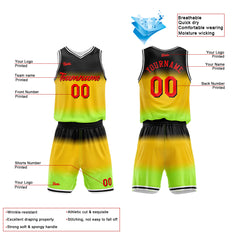 Custom Gradient Yellow Basketball Jersey Uniform Suit Printed Your Logo Name Number