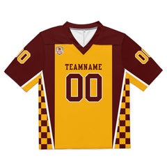 Custom Football Jersey Shirt Personalized Stitched Printed Team Name Number Burgundy & Yellow