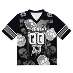 Custom Football Jersey Shirt Personalized Stitched Printed Team Name Number Graffiti skull-Grey