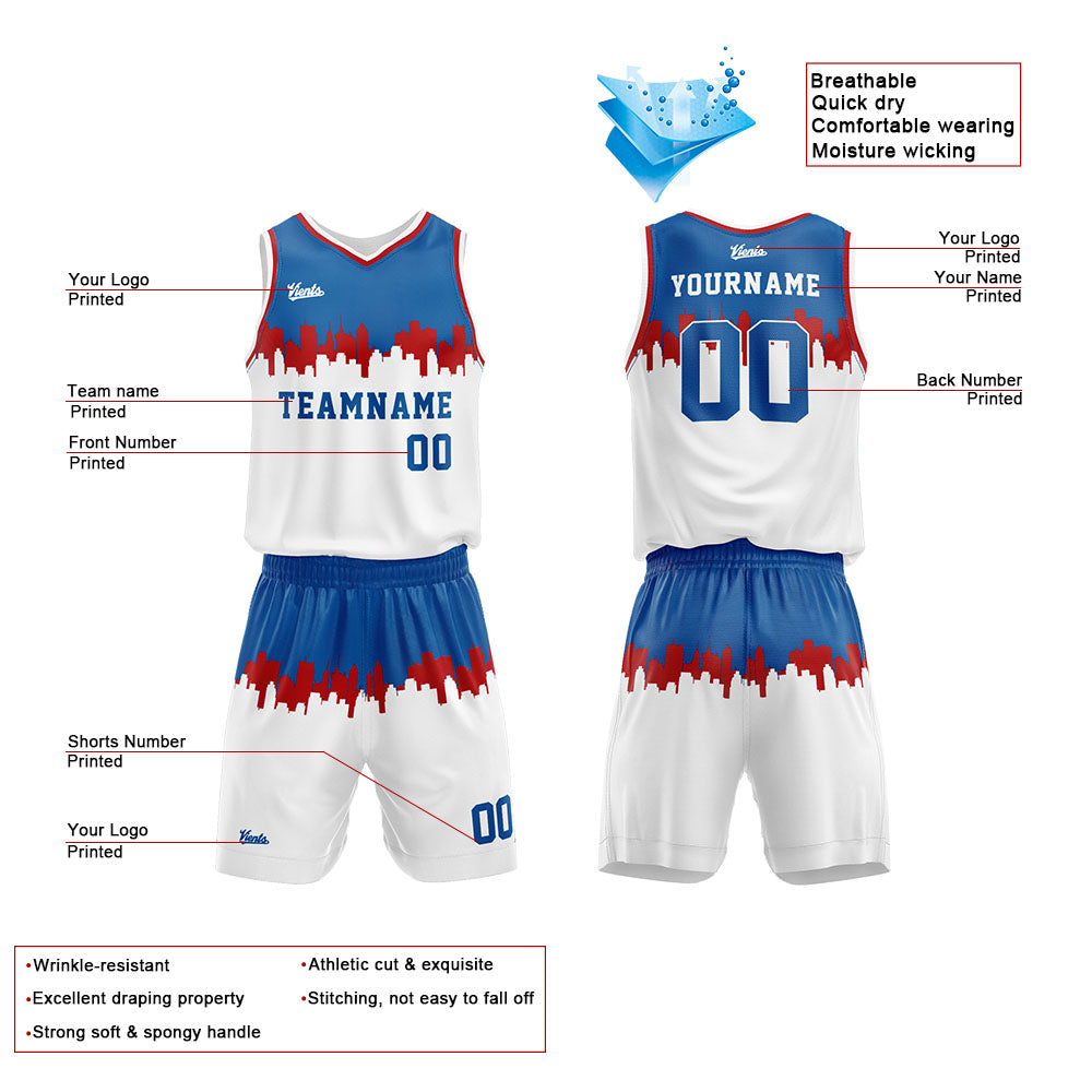 Custom Gray Blue White Basketball Jersey Uniform Suit Printed Your Logo Name Number