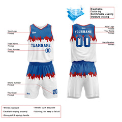 Custom Gray Blue White Basketball Jersey Uniform Suit Printed Your Logo Name Number