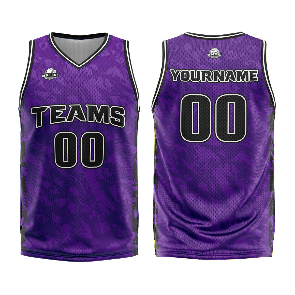 Custom Broken Purple Basketball Jersey Uniform Suit Printed Your Logo Name Number