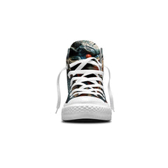 Elevate Your Style with Dragon-Inspired Mid-Top Canvas Shoes - Unisex Fashion Statement