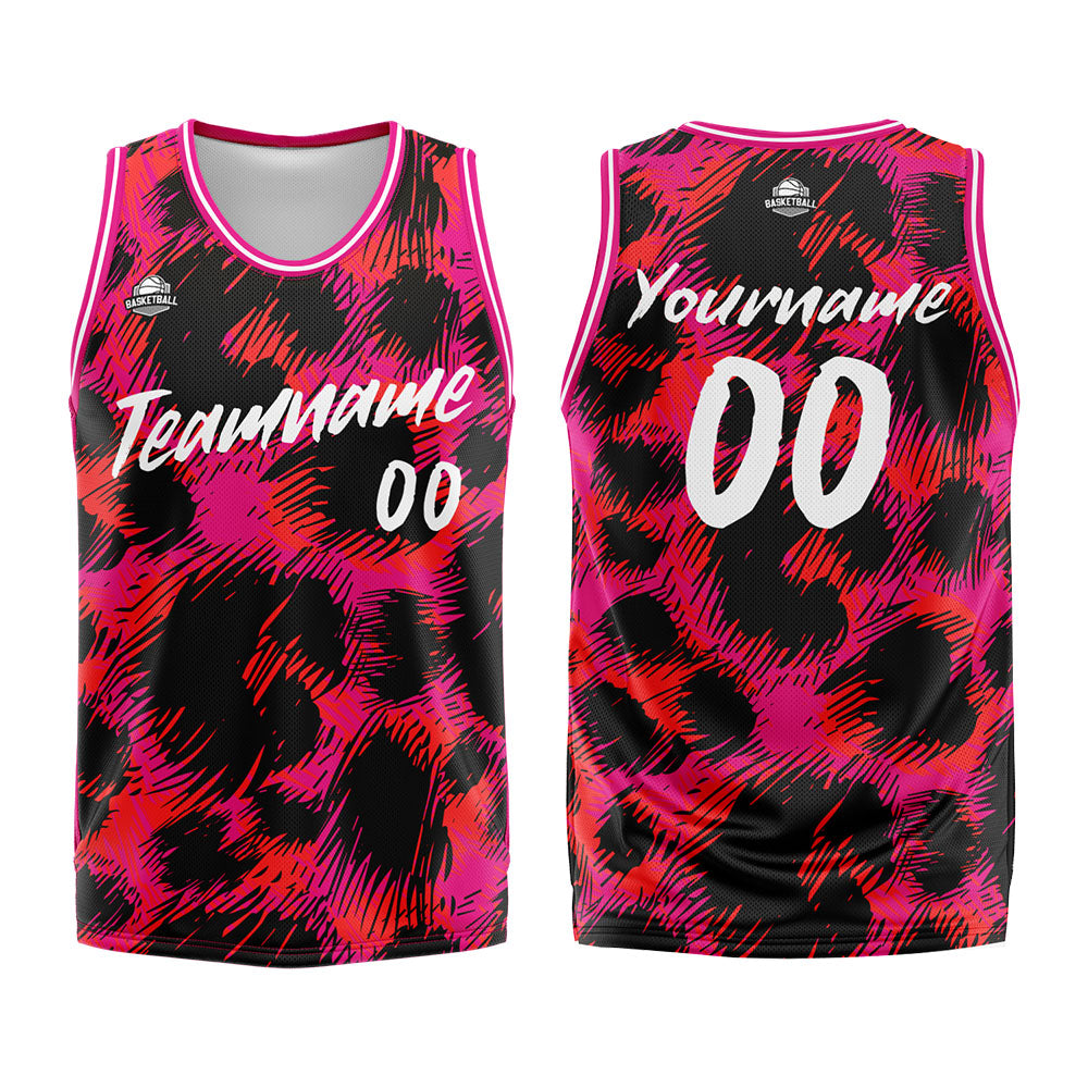 Custom Pink leopard print Basketball Jersey Uniform Suit Printed Your Logo Name Number