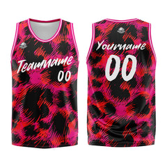 Custom Pink leopard print Basketball Jersey Uniform Suit Printed Your Logo Name Number